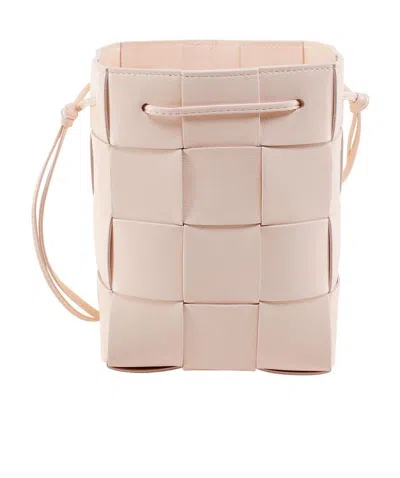 Bottega Veneta Cassette Intrecciato Bucket Bag In Nude