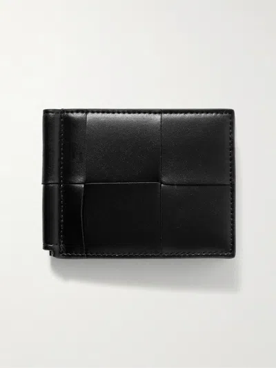 Bottega Veneta Cassette Intrecciato Leather Bifold Cardholder With Money Clip In Black