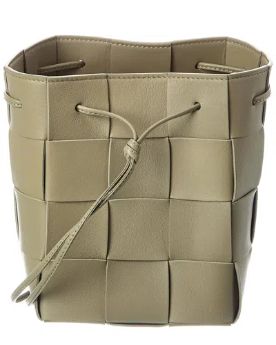 Bottega Veneta Cassette Intrecciato Leather Bucket Bag In Green