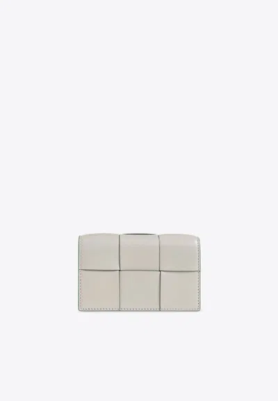 Bottega Veneta Cassette Intrecciato Leather Business Cardholder In Agate Gray