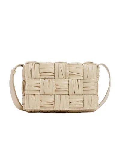 Bottega Veneta Cassette Intrecciato Leather Shoulder Bag In Nude