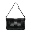 Bottega Veneta Cassette Intreccio Leather Shoulder Bag In Black