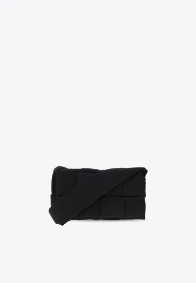 Bottega Veneta Cassette Intreccio Padded Crossbody Bag In Black