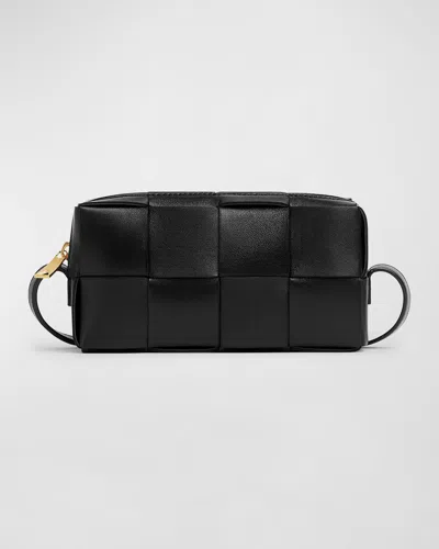 Bottega Veneta Cassette Intreccio Phone Pouch Shoulder Bag In Black