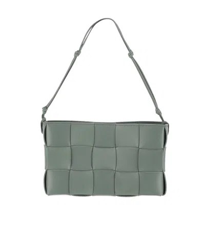 Bottega Veneta Cassette Knitted Shoulder Bag In Gray