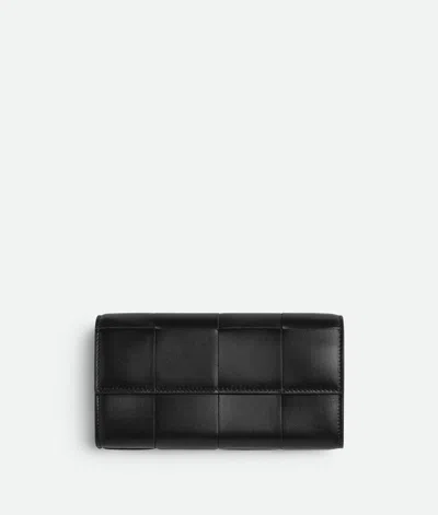 Bottega Veneta Cassette Large Flap Wallet In Black