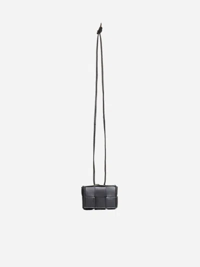 Bottega Veneta Cassette Intreciatto Leather Airpods Pro Case With Lanyard In Black