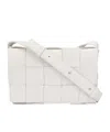 Bottega Veneta Cassette Small Intrecciato Leather Shoulder Bag In White