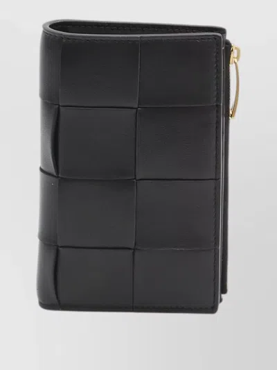 Bottega Veneta Cassette Leather Bifold Wallet Gold Hardware In Brown