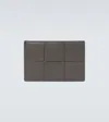 Bottega Veneta Cassette Leather Card Case In Grey