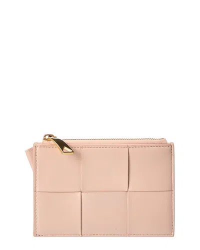 Bottega Veneta Cassette Leather Card Case In Pink