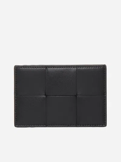 Bottega Veneta Cassette Leather Card Holder In Black