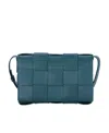 Bottega Veneta Cassette Leather Cross Body Bag In Blue