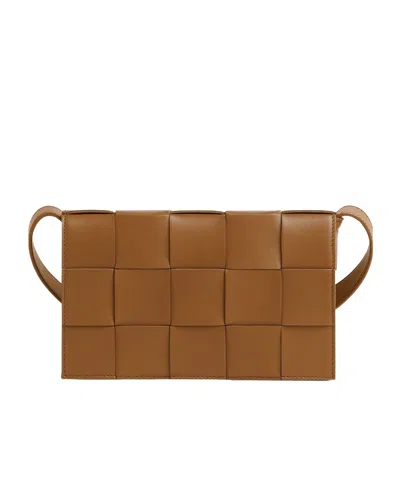 Bottega Veneta Cassette Leather Cross Body Bag In Brown