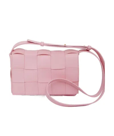 Bottega Veneta Cassette Leather Cross Body Bag In Pink