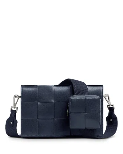 Bottega Veneta Cassette Leather Crossbody In Space-silver