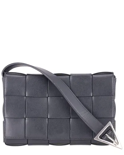 Bottega Veneta Cassette Leather Medium Crossbody/shoulder Bag (authentic Pre-  Loved) In Gray