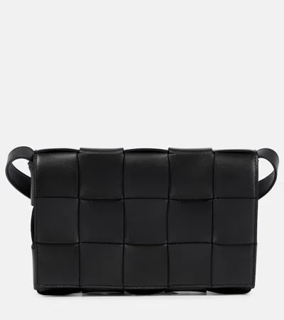 Bottega Veneta Cassette Leather Shoulder Bag In Black