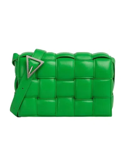 Bottega Veneta Cassette Leather Shoulder Bag In Green