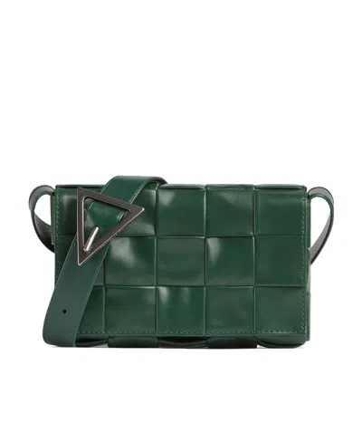 Bottega Veneta Cassette Leather Shoulder Bag In Green