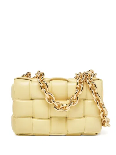 Pre-owned Bottega Veneta Cassette Leather Shoulder Bag In Yellow