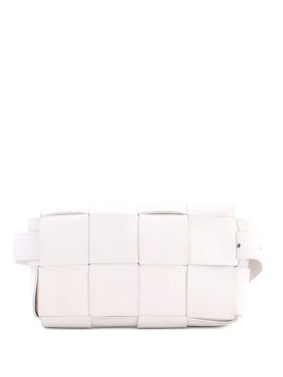 Pre-owned Bottega Veneta Cassette Maxi Intrecciato Leather Belt Bag In Neutral