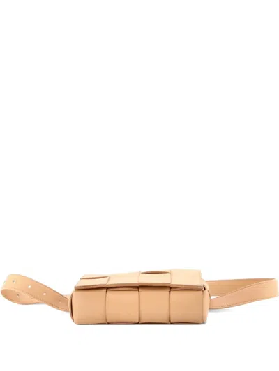 Pre-owned Bottega Veneta Cassette Maxi Intrecciato Leather Belt Bag In Neutral