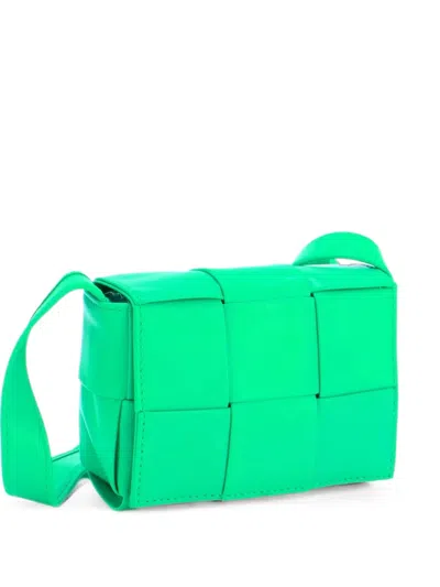 Pre-owned Bottega Veneta Cassette Maxi Intrecciato Leather Candy Crossbody Bag In Green
