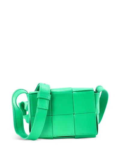 Pre-owned Bottega Veneta Cassette Maxi Intrecciato Leather Candy Crossbody Bag In Green
