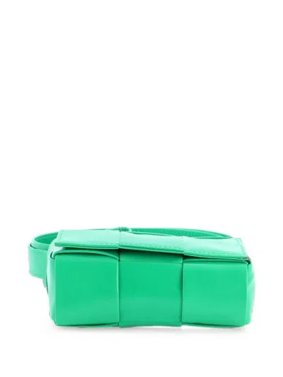Pre-owned Bottega Veneta Cassette Maxi Intrecciato Leather Candy Crossbody Bag In Green
