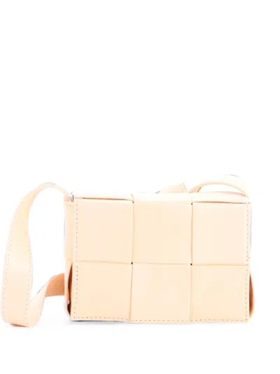 Pre-owned Bottega Veneta Cassette Maxi Intrecciato Leather Candy Crossbody Bag In Neutral