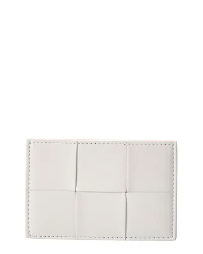 Bottega Veneta Cassette Maxi Intrecciato Leather Card Case In White