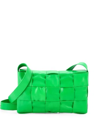 Pre-owned Bottega Veneta Cassette Maxi Intrecciato Leather Crossbody Bag In Green