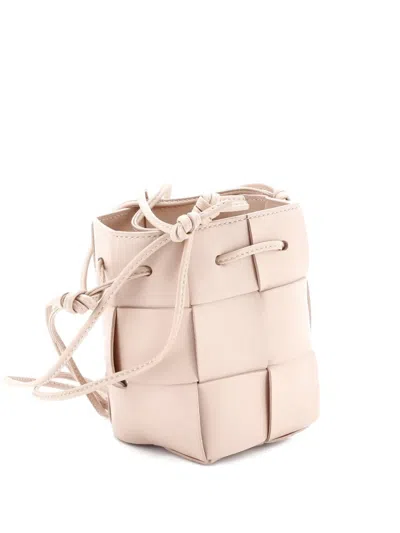 Pre-owned Bottega Veneta Cassette Maxi Intrecciato Leather Mini Bucket Bag In Pink
