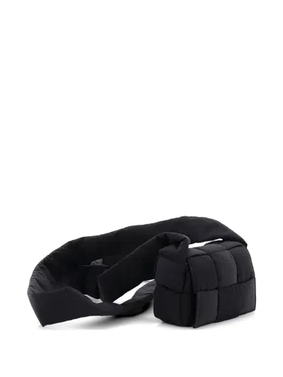 Pre-owned Bottega Veneta Cassette Maxi Intrecciato Nylon Extra Mini Crossbody Bag In Black