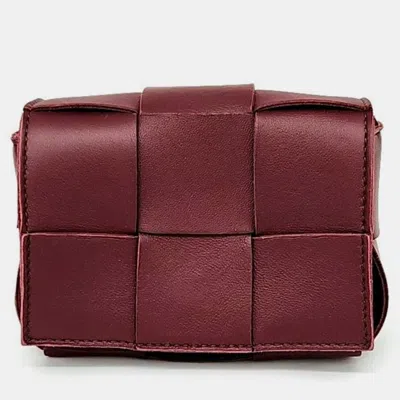 Pre-owned Bottega Veneta Cassette Mini Crossbodybody Bag In Burgundy