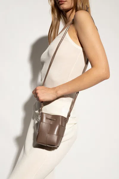Bottega Veneta Small Cassette Drawstring Shoulder Bag In Brown