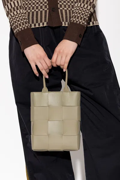 Bottega Veneta Mini Cassette Intreccio Tote Bag In Grey