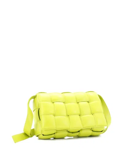 Pre-owned Bottega Veneta Cassette Padded Maxi Intrecciato Leather Crossbody Bag In Green