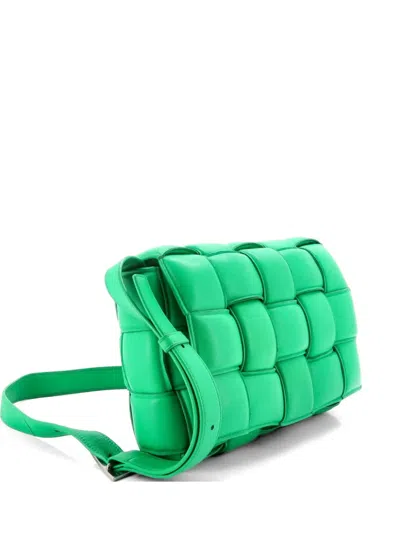 Pre-owned Bottega Veneta Cassette Padded Maxi Intrecciato Leather Crossbody Bag In Green