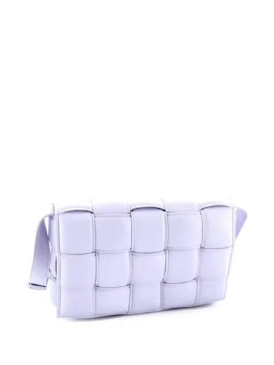 Pre-owned Bottega Veneta Cassette Padded Maxi Intrecciato Leather Small Crossbody Bag In Purple