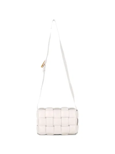 Pre-owned Bottega Veneta Cassette Padded Shoulder Bag In White