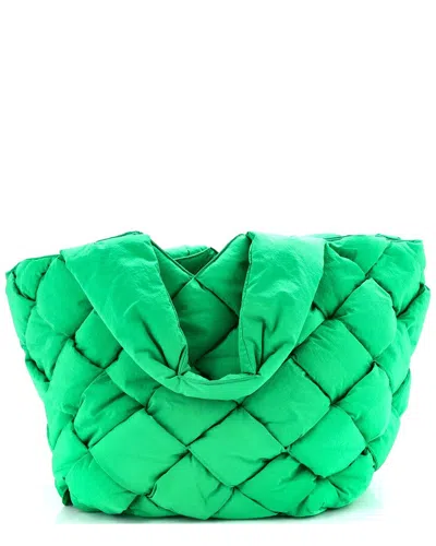 Bottega Veneta Cassette Paper Tote Intrecciato Nylon Large (authentic Pre-loved) In Green