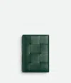 Bottega Veneta Cassette Passport Case In Emerald Green