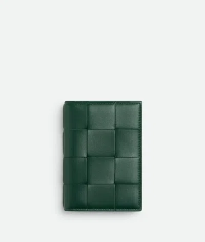Bottega Veneta Cassette Passport Case In Emerald Green