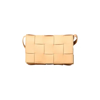 Pre-owned Bottega Veneta Cassette Shoulder Bag 'almond/gold' In Brown