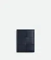 Bottega Veneta Cassette Slim Flap Card Case In Space/sapele