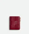 Bottega Veneta Cassette Small Bi-fold Wallet In Dark Red / Bliss Washed