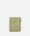 Bottega Veneta Small Cassette Bi-fold Zip Wallet In Green
