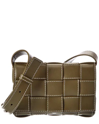 Bottega Veneta Cassette Small Urban Stitch Maxi Intrecciato Leather Shoulder  Bag In Green